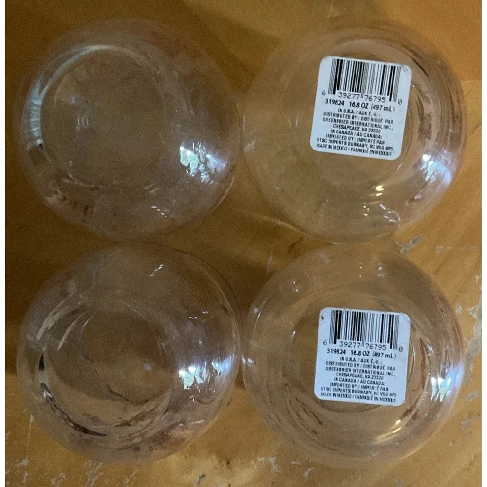 Stemless Wine Glasses Grateful 16.8 Oz‎  Autumn Leaves Beverage , Set Of 4